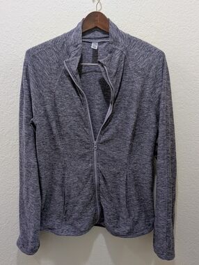 Yogalicious Lux full-zip athletic jacket In Lavender And Grey W/ Thumbholes. XXL